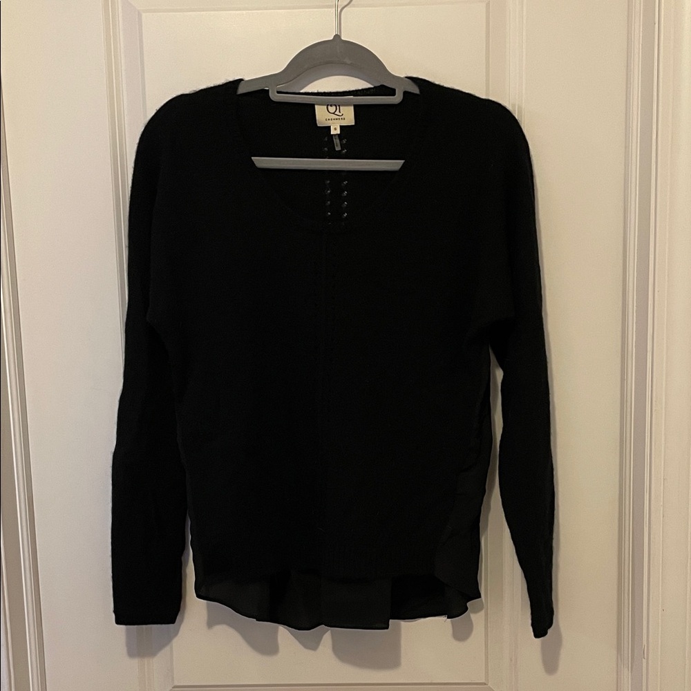QI Cashmere S Women's Black Sweater Top